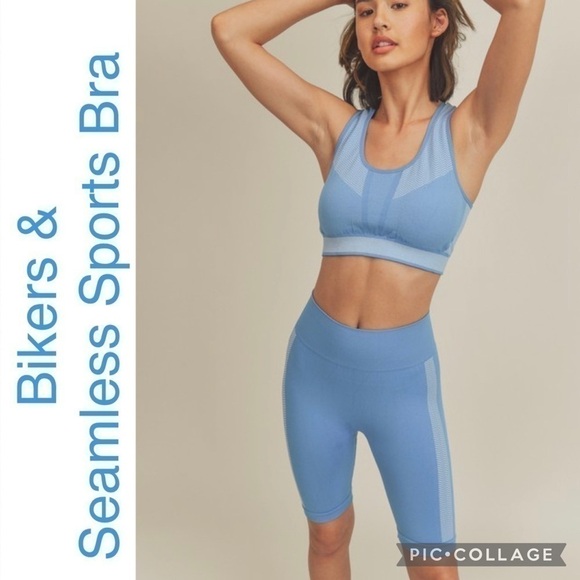 Blu Trends Pants - Sky Blue Biker Shots & Bra Top